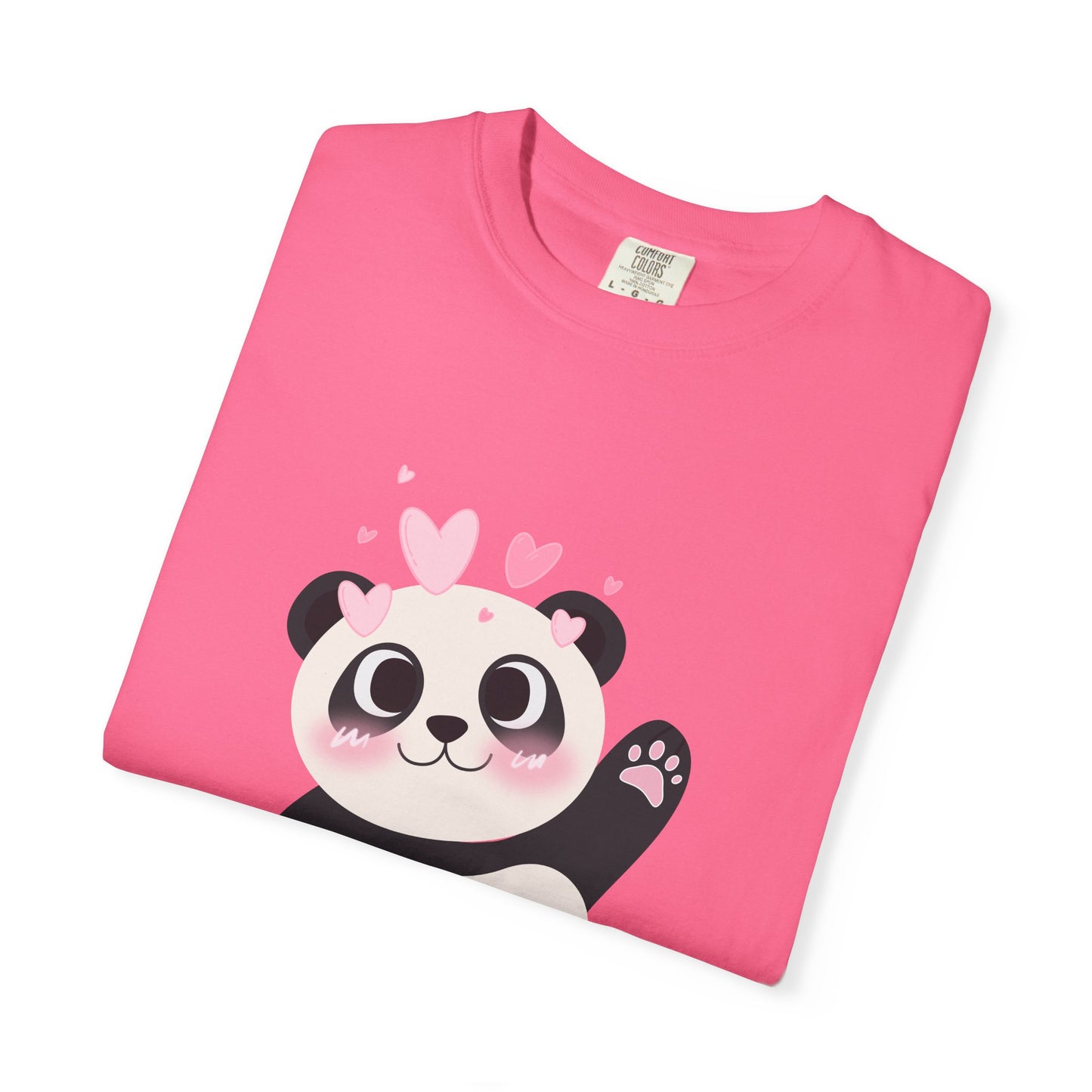 Cute Panda Bear with Pink Hearts T-Shirt