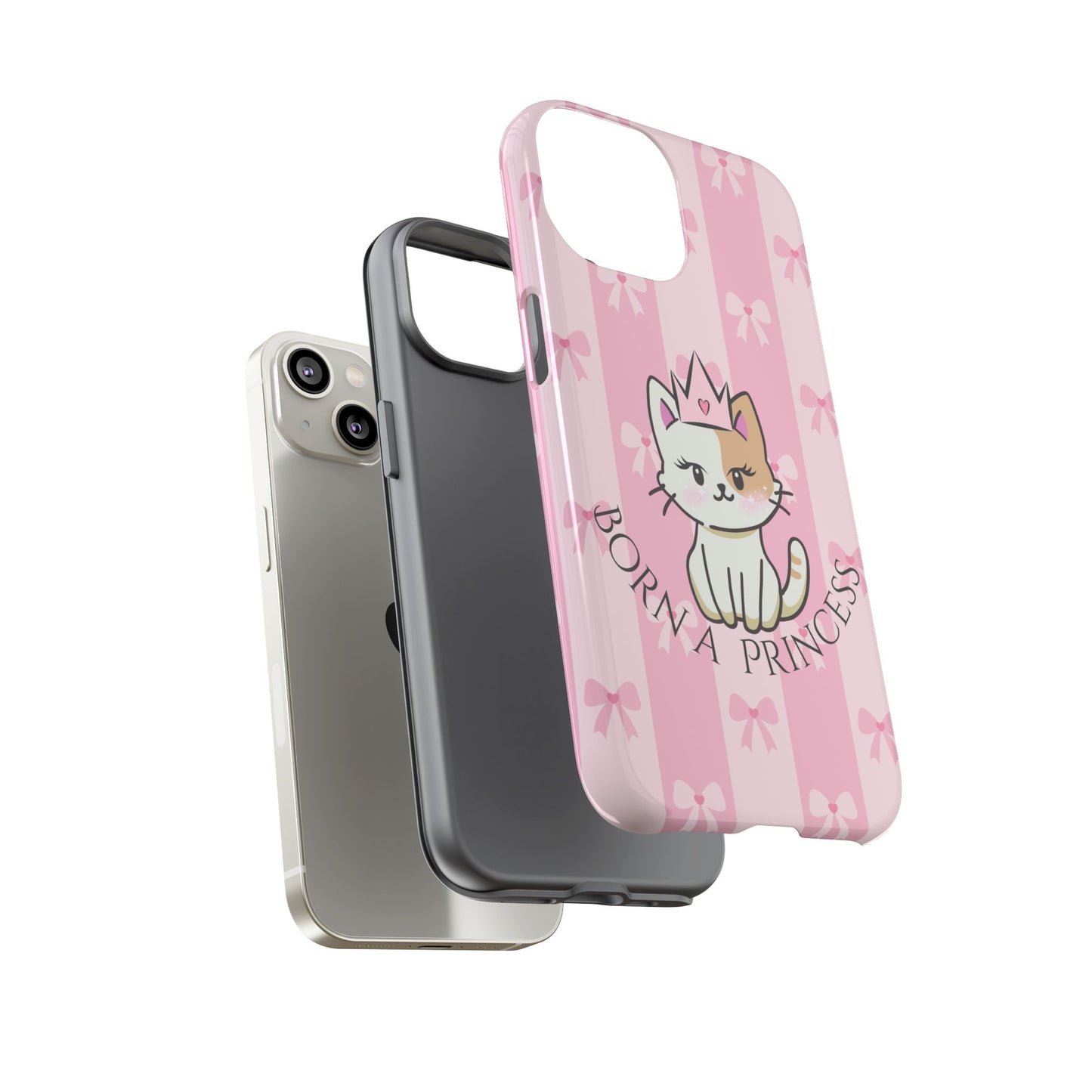 Born a Princess Cat Phone Case — Cute Pink Bow iPhone Cover