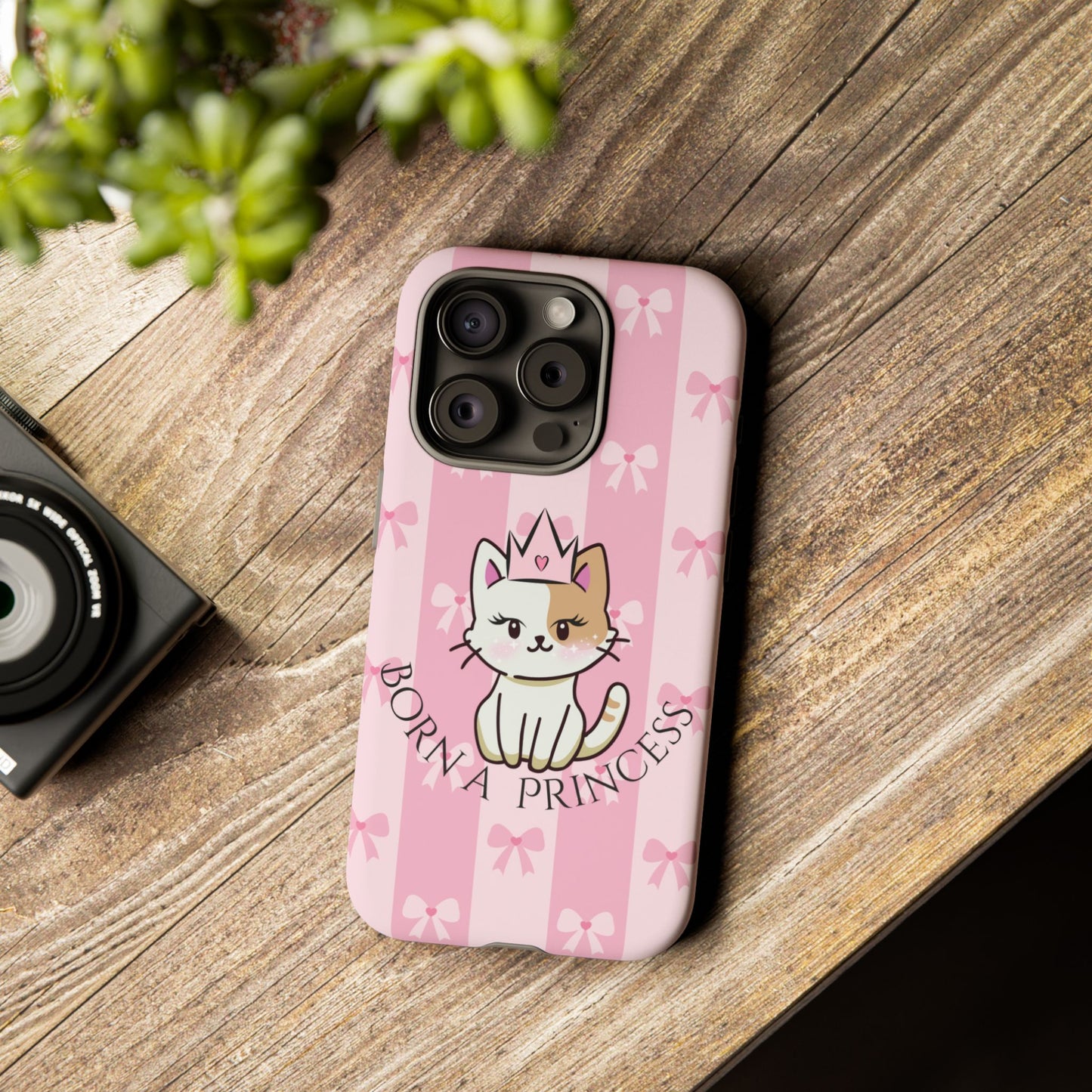 Born a Princess Cat Phone Case — Cute Pink Bow iPhone Cover