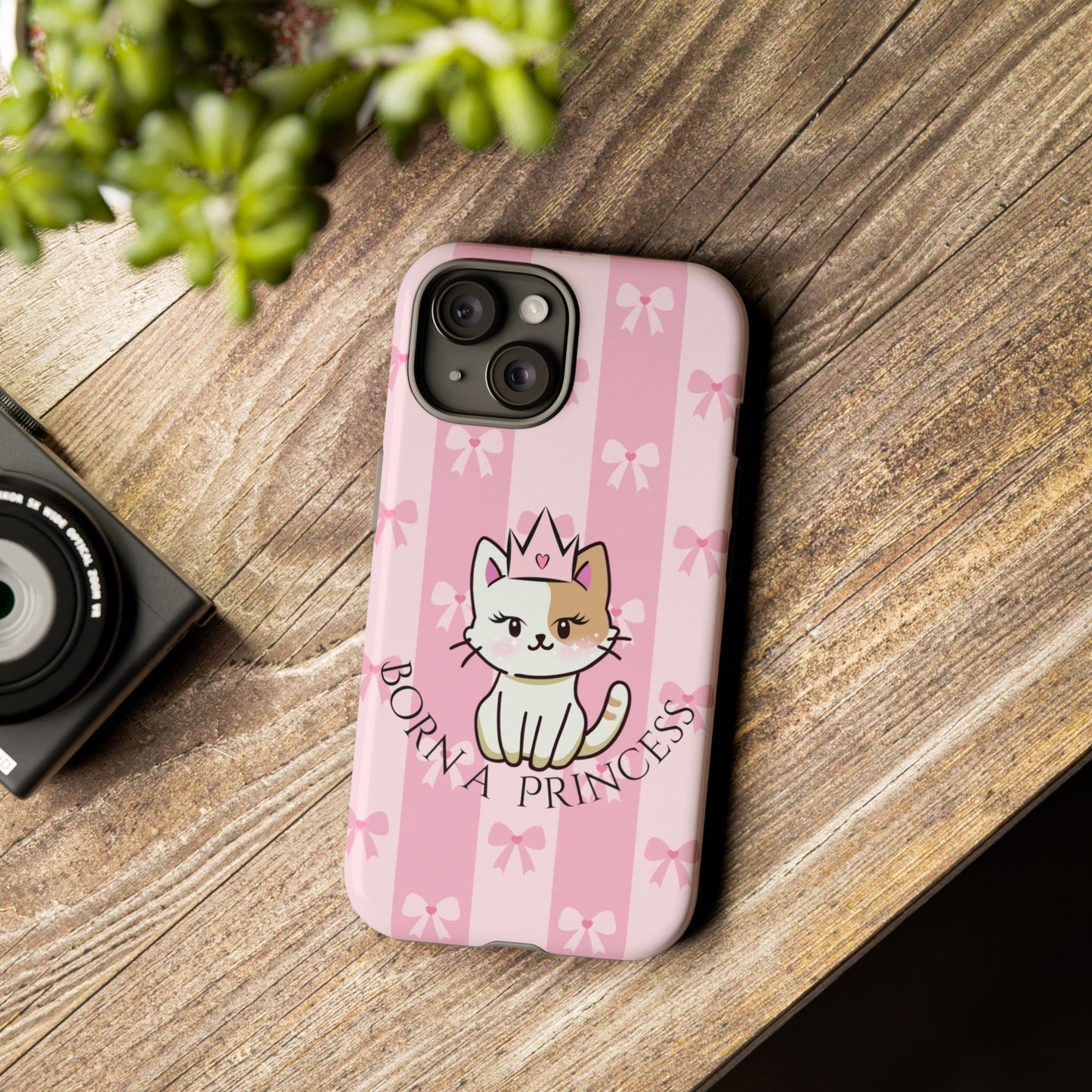 Born a Princess Cat Phone Case — Cute Pink Bow iPhone Cover