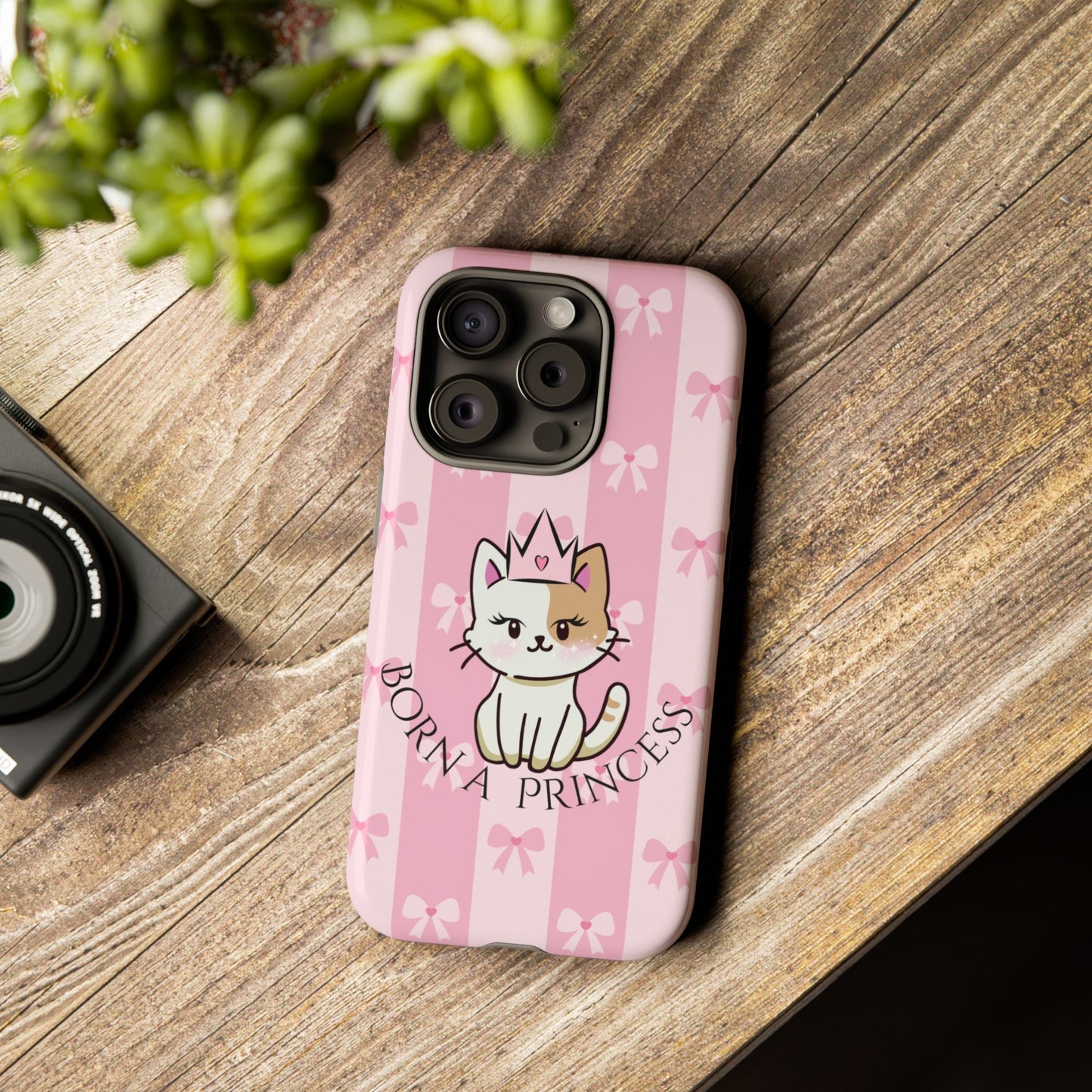 Born a Princess Cat Phone Case — Cute Pink Bow iPhone Cover