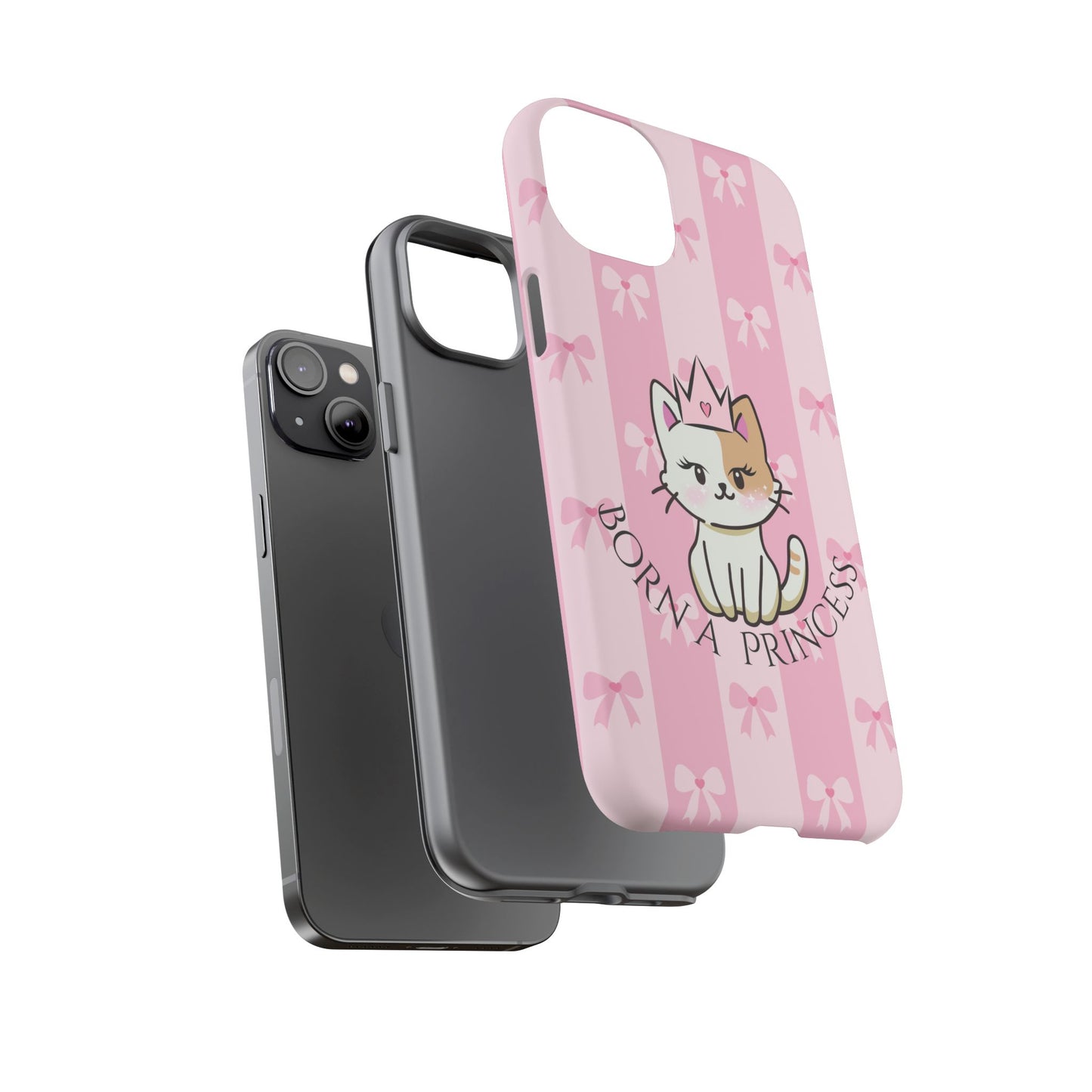 Born a Princess Cat Phone Case — Cute Pink Bow iPhone Cover