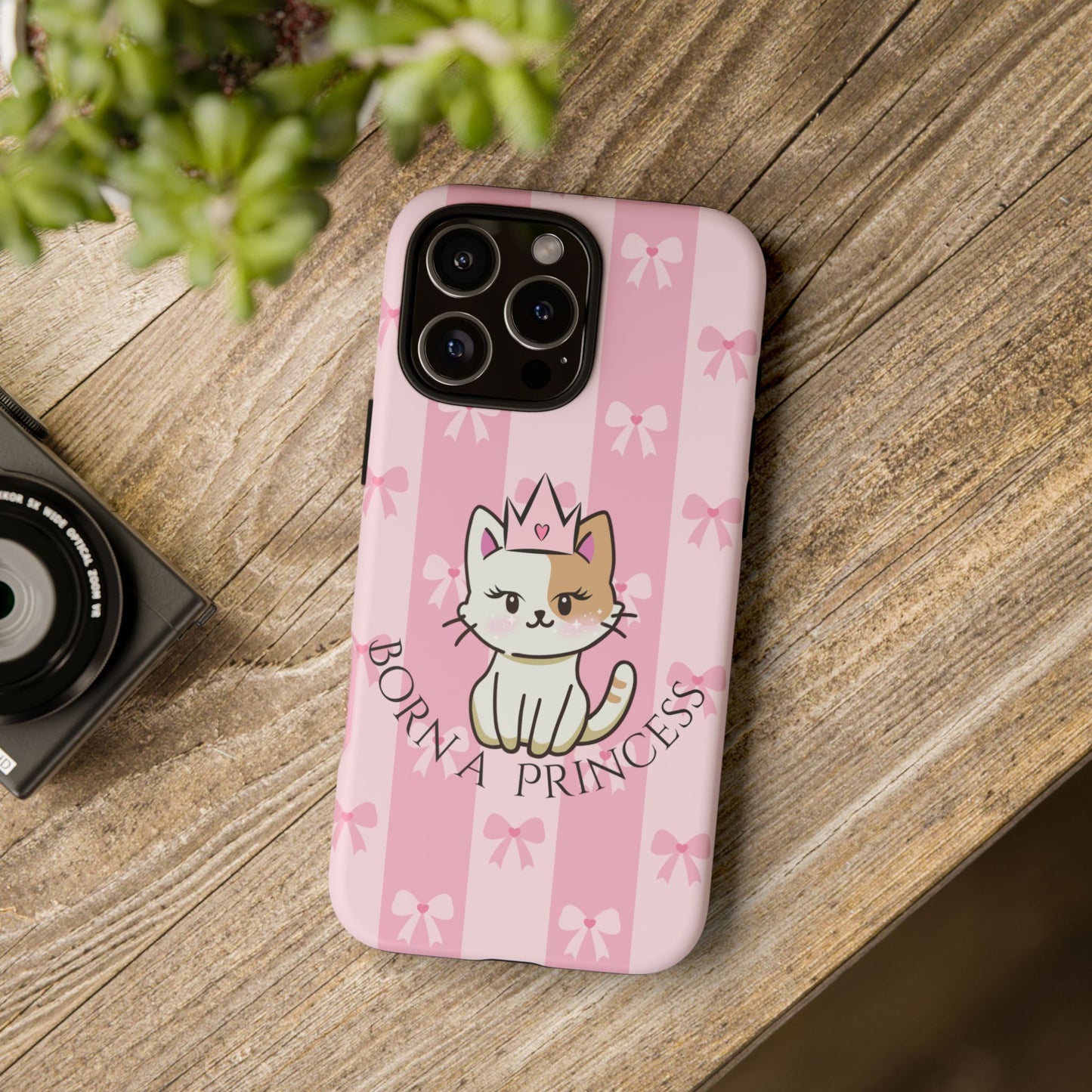 Born a Princess Cat Phone Case — Cute Pink Bow iPhone Cover