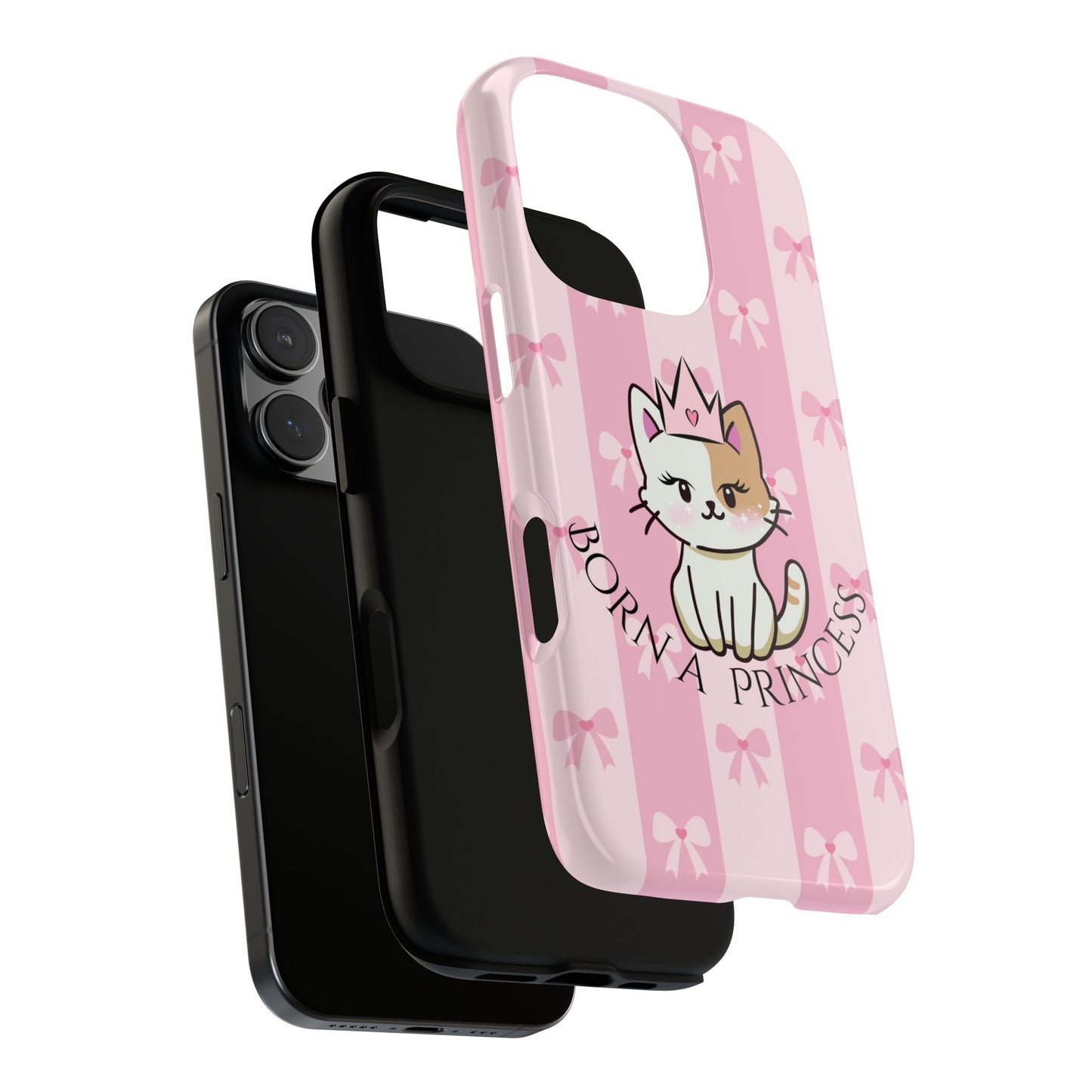 Born a Princess Cat Phone Case — Cute Pink Bow iPhone Cover