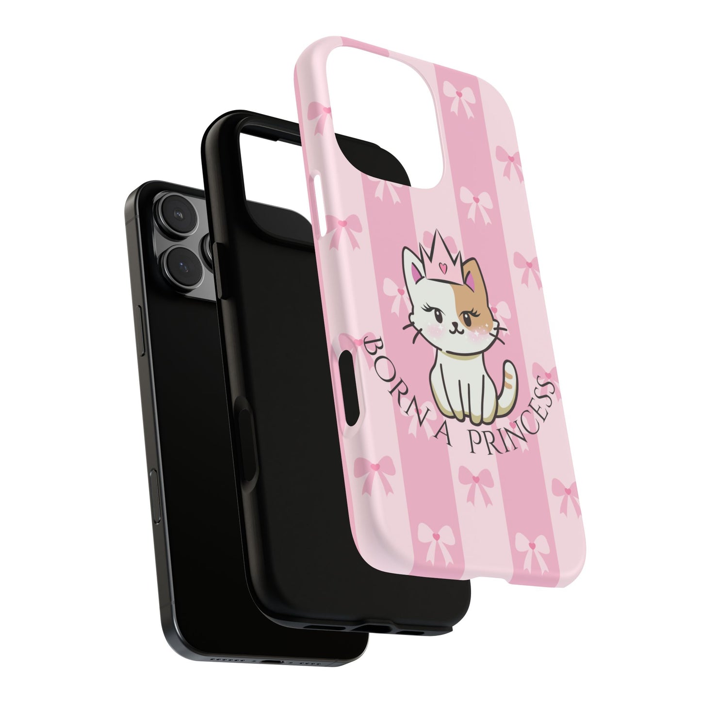 Born a Princess Cat Phone Case — Cute Pink Bow iPhone Cover