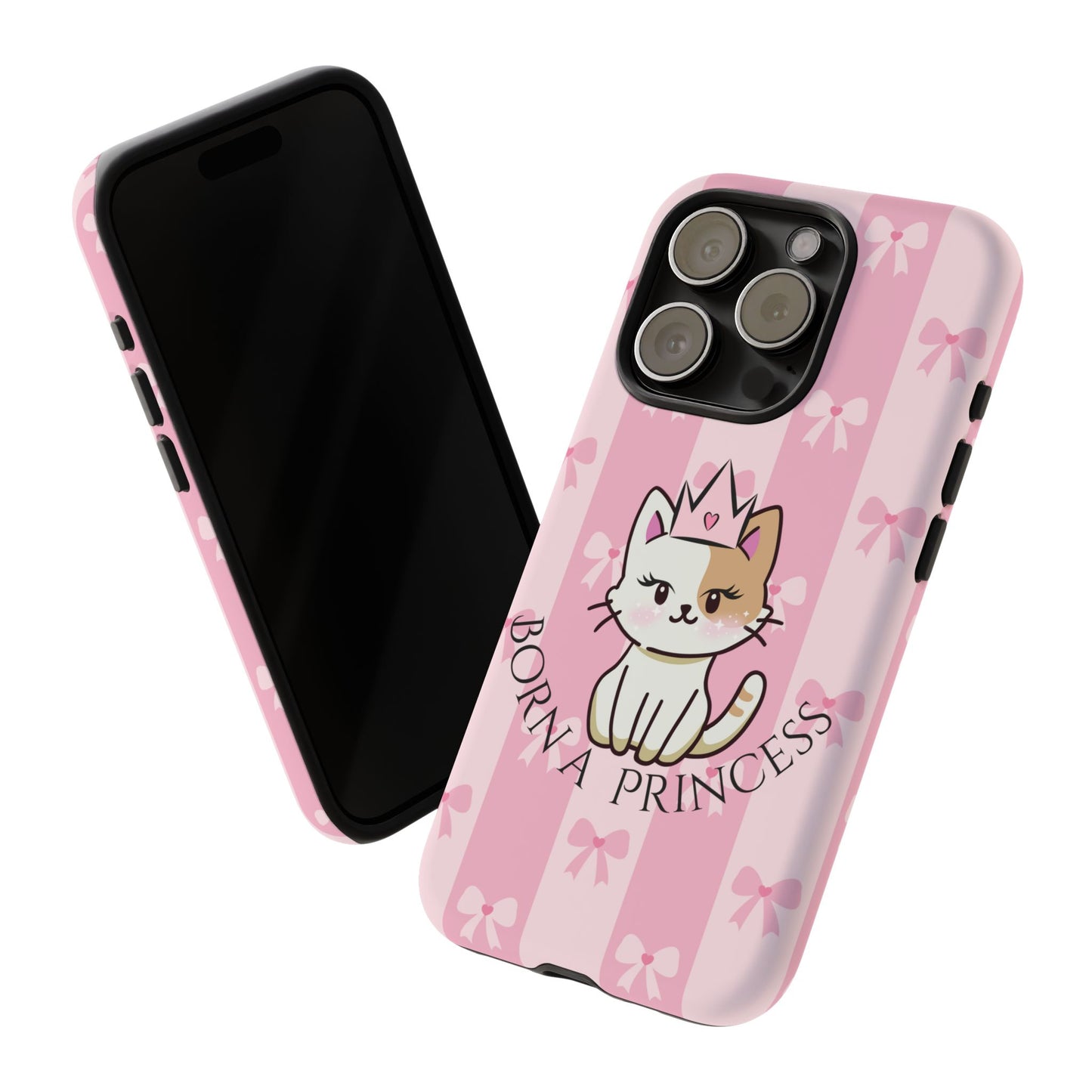 Born a Princess Cat Phone Case — Cute Pink Bow iPhone Cover