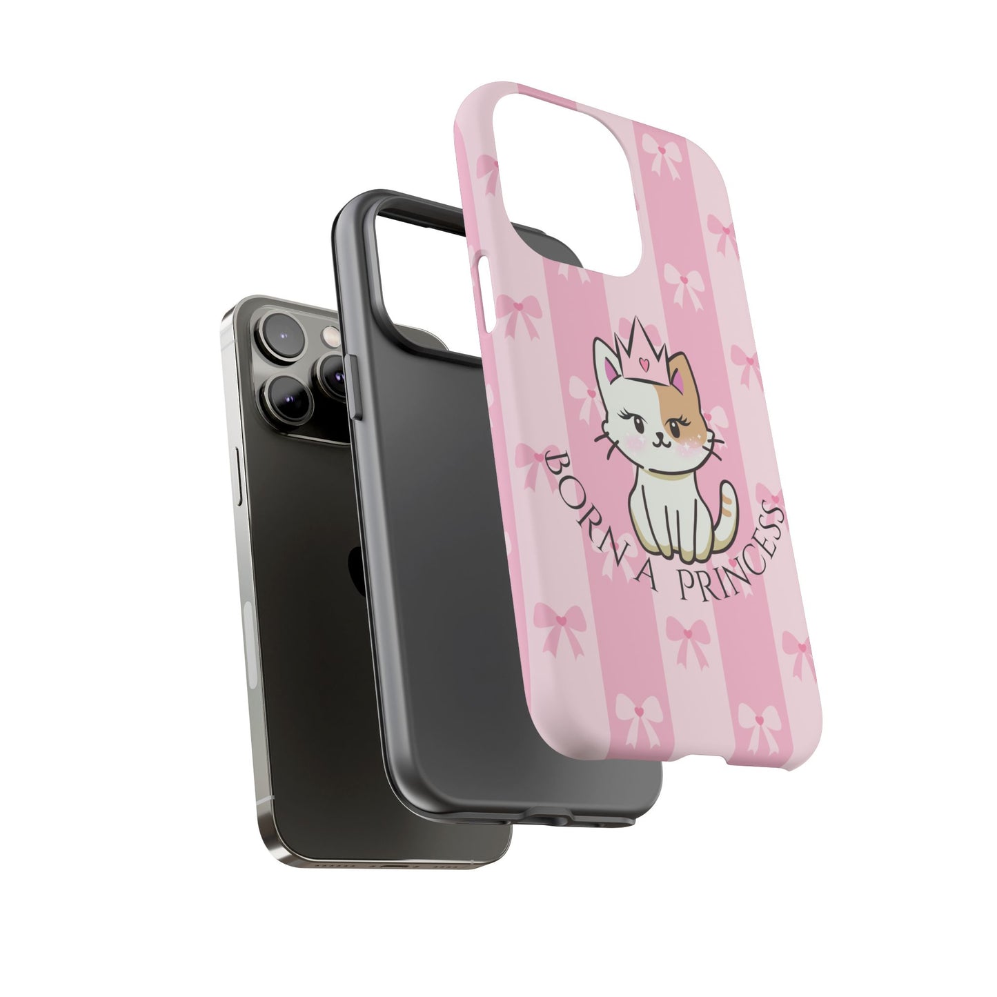 Born a Princess Cat Phone Case — Cute Pink Bow iPhone Cover