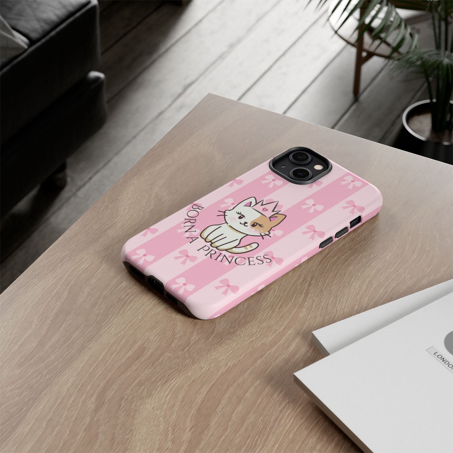 Born a Princess Cat Phone Case — Cute Pink Bow iPhone Cover