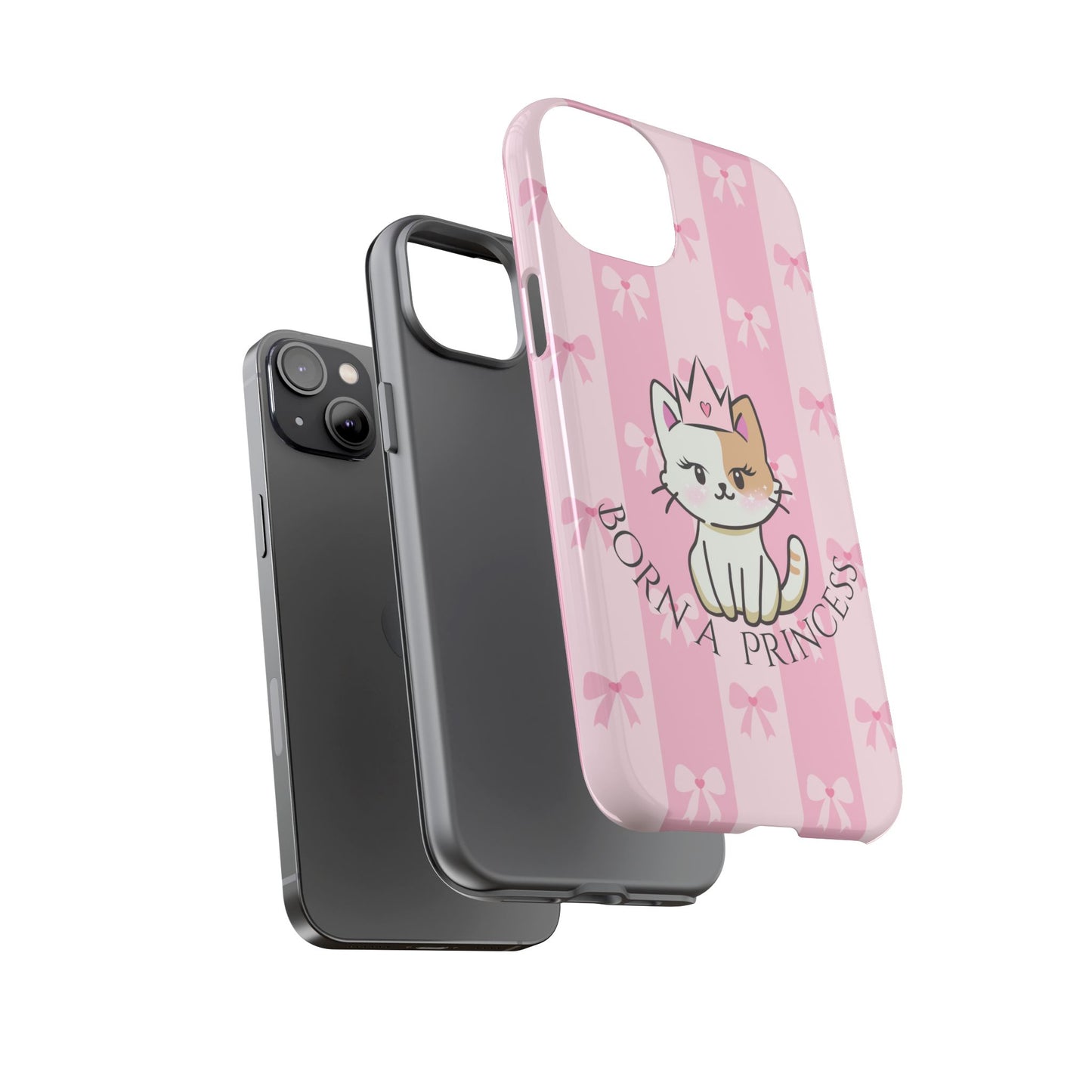 Born a Princess Cat Phone Case — Cute Pink Bow iPhone Cover