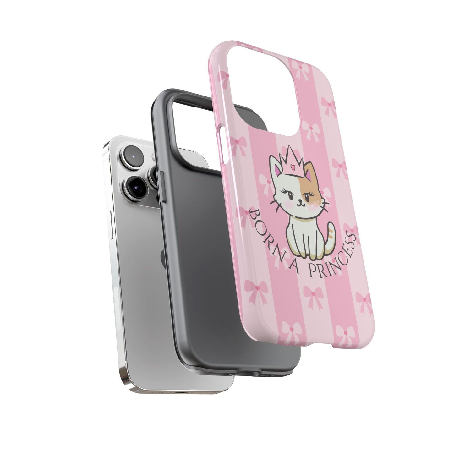 Born a Princess Cat Phone Case — Cute Pink Bow iPhone Cover