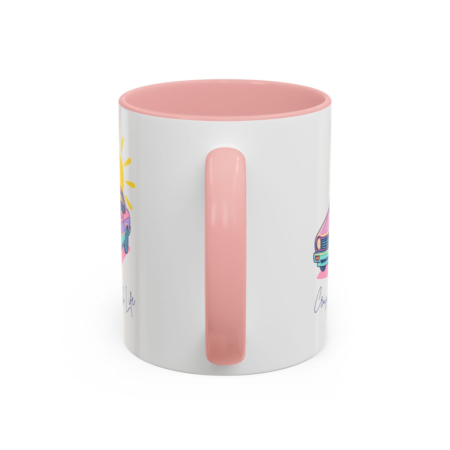 Coffee Mug — Retro Car & Sun Pink Interior (11oz)